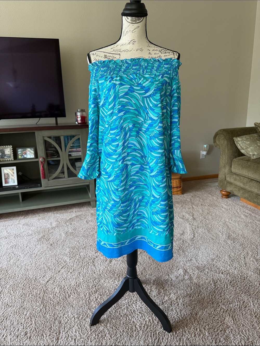 Beach House Aqua & Turquoise Wave Sundress